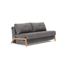 The Cubed Queen Size Sleeper Sofa with Wood Legs from Innovation Living with lacquered oak legs and avella warm grey 282 upholstery setup as a sofa.