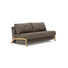 The Cubed Queen Size Sleeper Sofa with Wood Legs from Innovation Living with lacquered oak legs and esina cedar brown 411 upholstery setup as a sofa.
