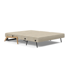 The Cubed Queen Size Sleeper Sofa with Wood Legs from Innovation Living with lacquered oak legs and halifax antique 366 upholstery setup as a bed.