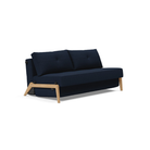 The Cubed Queen Size Sleeper Sofa with Wood Legs from Innovation Living with lacquered oak legs and mixed dance blue 528 upholstery setup as a sofa.