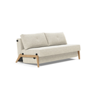 The Cubed Queen Size Sleeper Sofa with Wood Legs from Innovation Living with lacquered oak legs and taura off white 357 upholstery setup as a sofa.