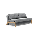 The Cubed Queen Size Sleeper Sofa with Wood Legs from Innovation Living with lacquered oak legs and taura slate grey 351 upholstery setup as a sofa.