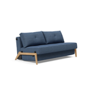The Cubed Queen Size Sleeper Sofa with Wood Legs from Innovation Living with lacquered oak legs and weda blue 302 upholstery setup as a sofa.