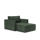 The Newilla Lounger Chair with Slim Arms with avella pine green 281 upholstery setup as a lounge chair.