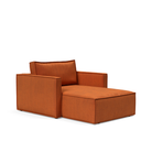 The Newilla Lounger Chair with Slim Arms with esina rust orange 412 upholstery setup as a lounge chair.