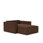 The Newilla Lounger Chair with Standard Arms from Innovation Living with taura cappuccino 359 upholstery setup as a bed with the cushion removed.