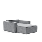 The Newilla Lounger Chair with Standard Arms from Innovation Living with twist granite 565 upholstery setup as a bed with the cushion removed.