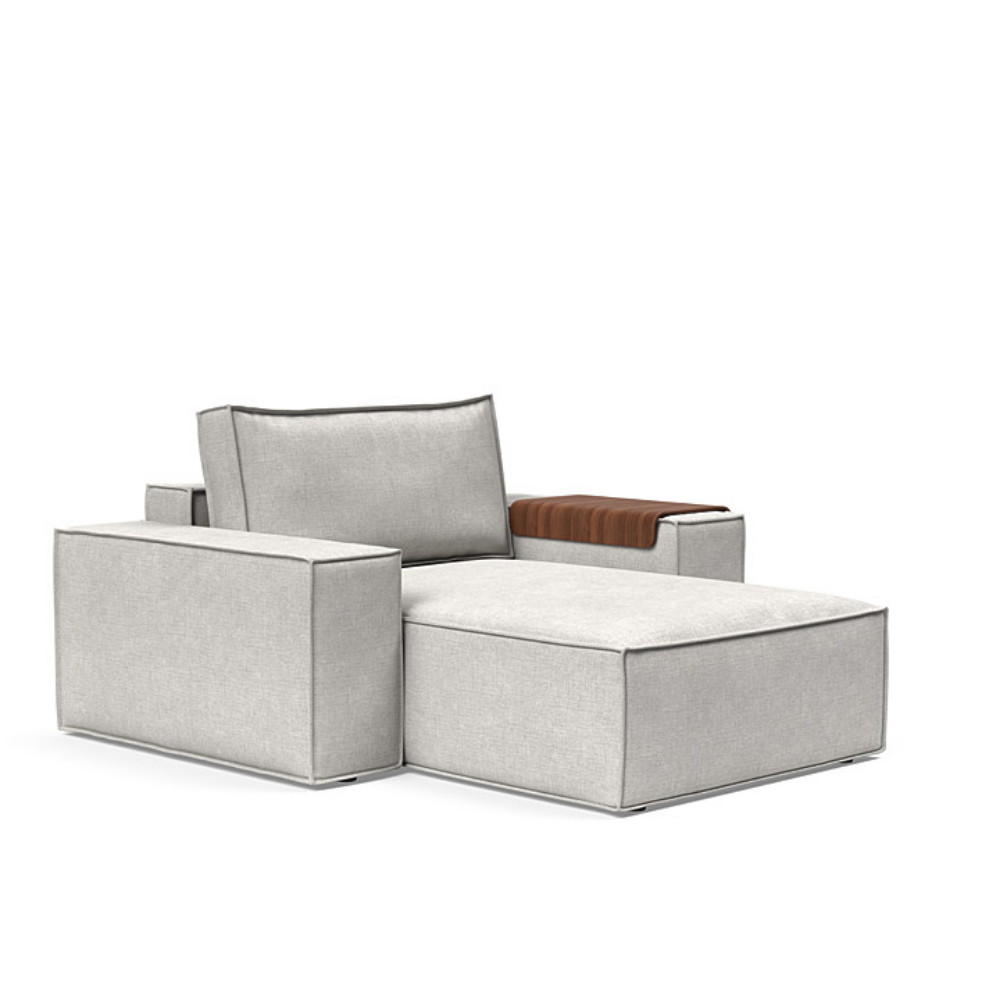 The Newilla Lounger Chair with Wide Arms from Innovation Living with adario fog 256 upholstery setup as a lounge chair.