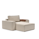 The Newilla Lounger Chair with Wide Arms from Innovation Living with blida sand grey 612 upholstery setup as a lounge chair.