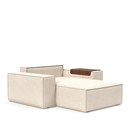 The Newilla Lounger Chair with Wide Arms from Innovation Living with halifax shell 365 upholstery without the cushion, setup as a bed.