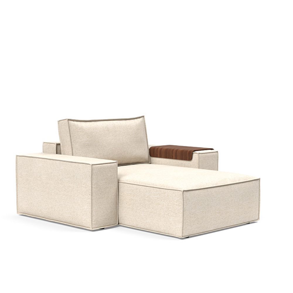 The Newilla Lounger Chair with Wide Arms from Innovation Living with halifax shell 365 upholstery setup as a lounge chair.