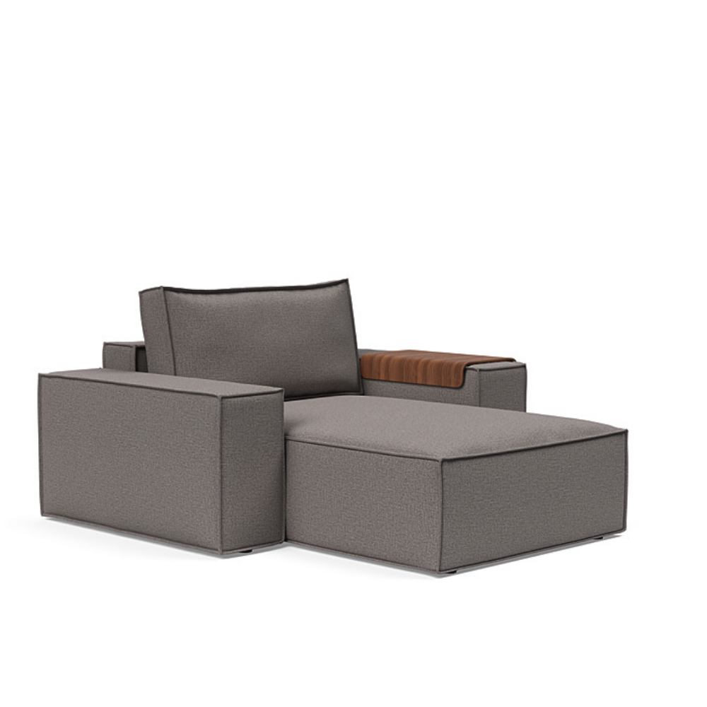 The Newilla Lounger Chair with Wide Arms from Innovation Living with mixed dance grey 521 upholstery setup as a lounge chair.
