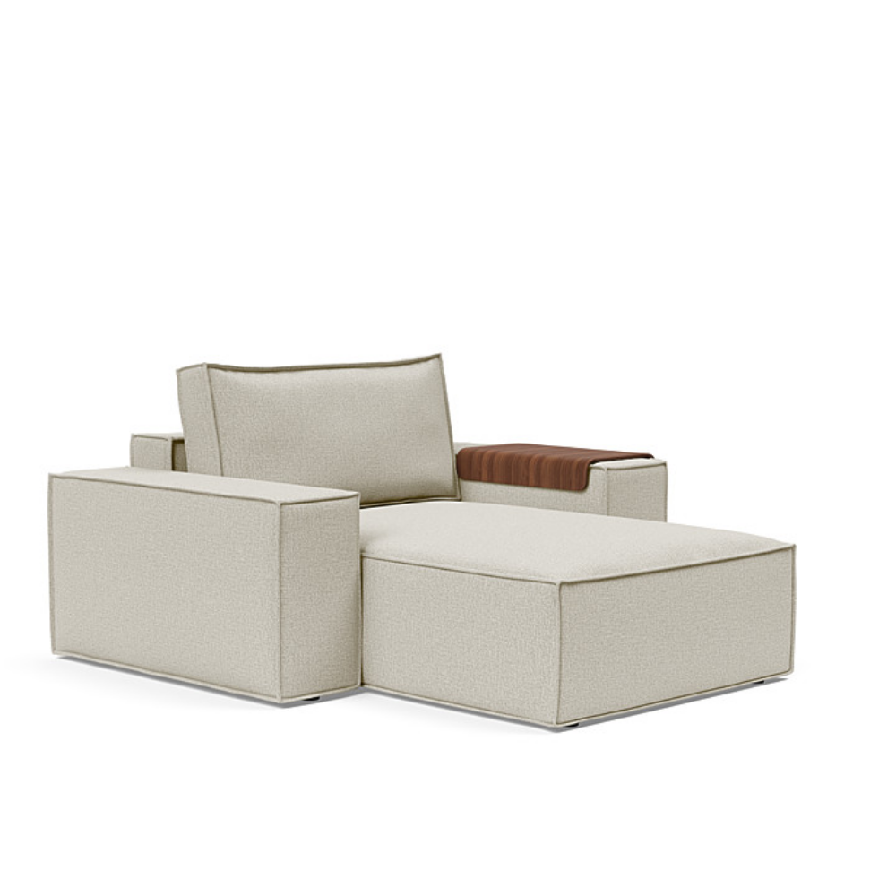 The Newilla Lounger Chair with Wide Arms from Innovation Living with mixed dance natural 527 upholstery setup as a lounge chair.