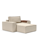 The Newilla Lounger Chair with Wide Arms from Innovation Living with phobos latte 586 upholstery setup as a lounge chair.