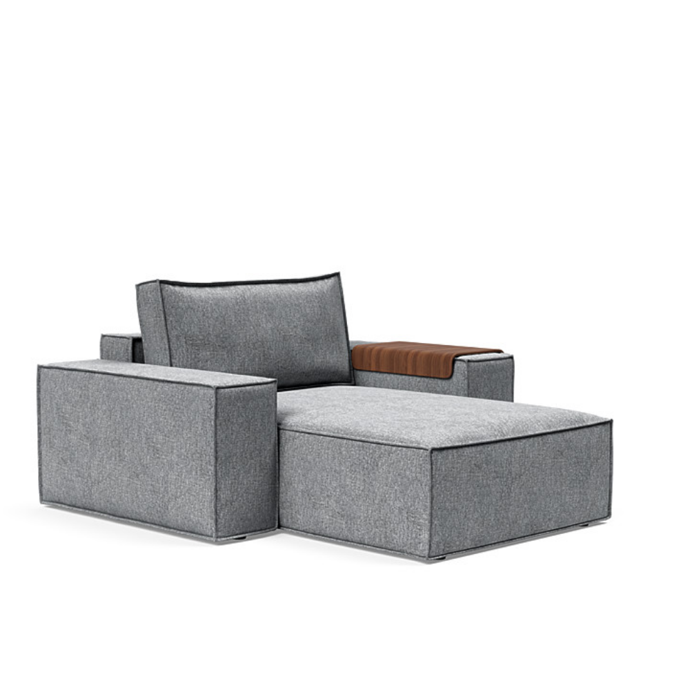 The Newilla Lounger Chair with Wide Arms from Innovation Living with twist granite 565 upholstery setup as a lounge chair.