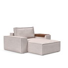 The Newilla Lounger Chair with Wide Arms from Innovation Living with weda sand 300 upholstery setup as a lounge chair.