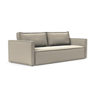 The Newilla Sleeper Sofa from Innovation Living with slim arms and boucle beige 539 upholstery setup as a sofa.