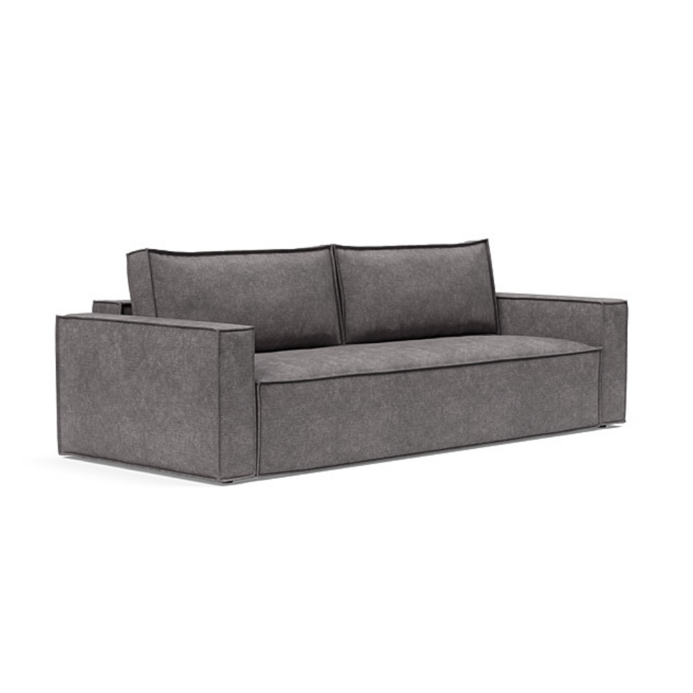 The Newilla Sleeper Sofa from Innovation Living with standard arms and avella warm grey 282 upholstery setup as a sofa.