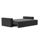 The Newilla Sleeper Sofa from Innovation Living with standard arms and boucle charcoal 529 upholstery setup as a bed.