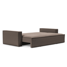 The Newilla Sleeper Sofa from Innovation Living with standard arms and boucle taupe 530 upholstery setup as a bed.