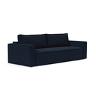 The Newilla Sleeper Sofa from Innovation Living with wide arms and mixed dance blue 528 upholstery setup as a sofa.