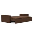 The Newilla Sleeper Sofa from Innovation Living with standard arms and taura cappuccino 359 upholstery setup as a bed.
