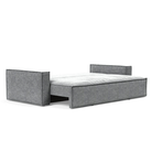 The Newilla Sleeper Sofa from Innovation Living with standard arms and taura slate grey 351 upholstery setup as a bed.