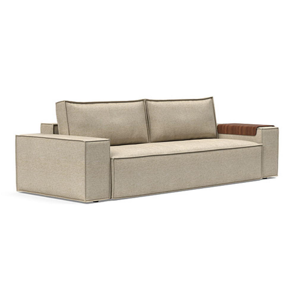 The Newilla Sleeper Sofa from Innovation Living with wide arms and halifax antique 366 upholstery setup as a sofa.