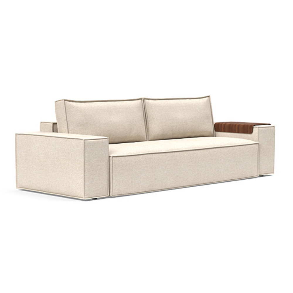 The Newilla Sleeper Sofa from Innovation Living with wide arms and halifax shell 365 upholstery setup as a sofa.