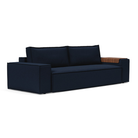 The Newilla Sleeper Sofa from Innovation Living with wide arms and mixed dance blue 528 upholstery setup as a sofa.