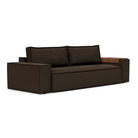 The Newilla Sleeper Sofa from Innovation Living with wide arms and taura chocco 358 upholstery setup as a sofa.