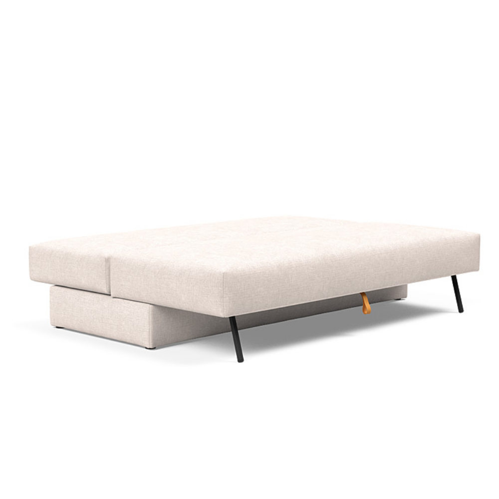 The Osvald Sofa Bed from Innovation Living with adario basmati 255 upholstery setup as a bed.