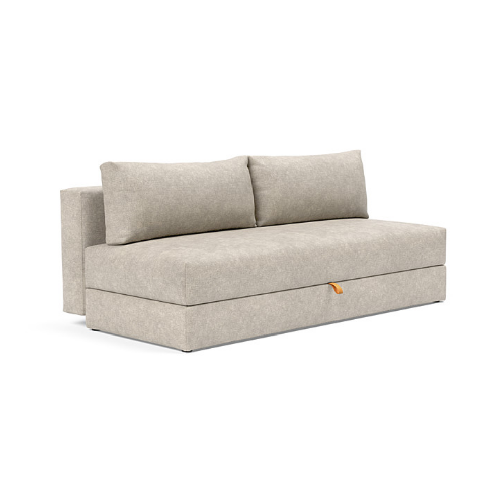 The Osvald Sofa Bed from Innovation Living with avella sand 280 upholstery setup as a sofa.
