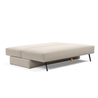 The Osvald Sofa Bed from Innovation Living with blida sand grey 612 upholstery setup as a bed.