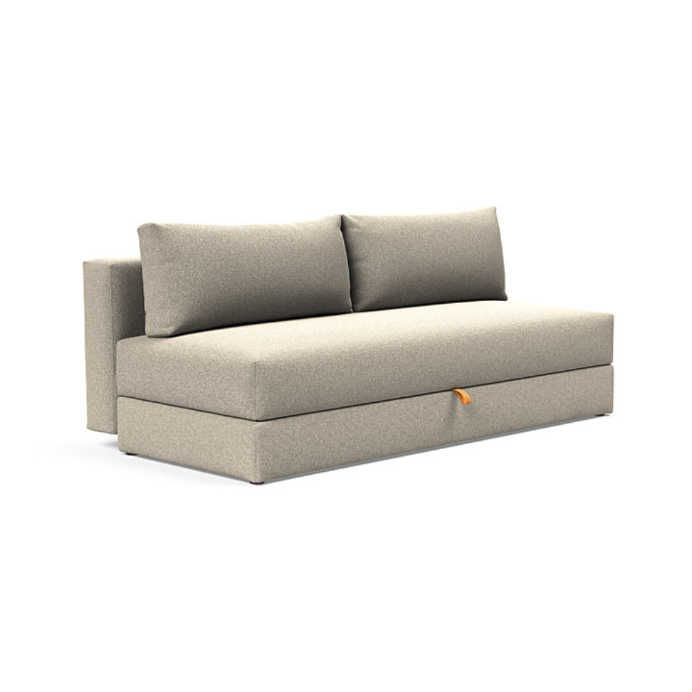 The Osvald Sofa Bed from Innovation Living with boucle beige 539 upholstery setup as a sofa.