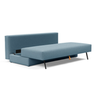 The Osvald Sofa Bed from Innovation Living with mixed dance light blue 525 upholstery showing the storage.