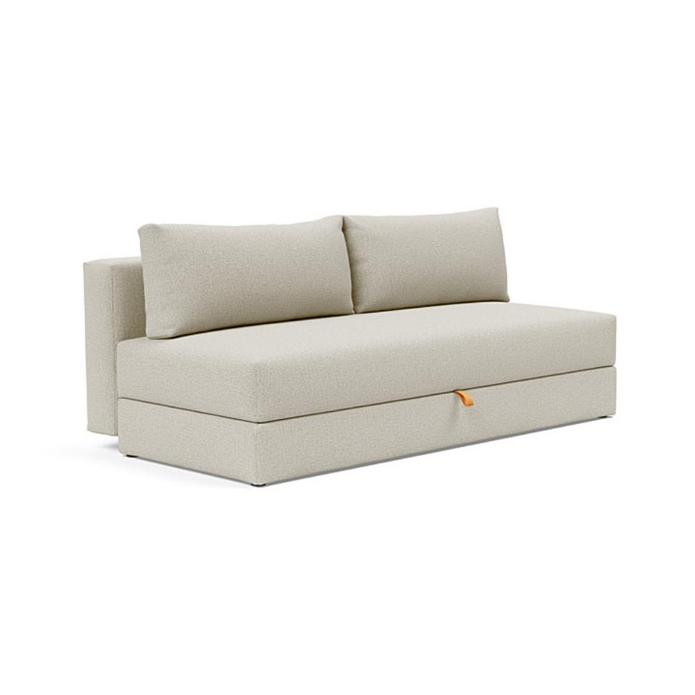 The Osvald Sofa Bed from Innovation Living with mixed dance natural 527 upholstery setup as a sofa.