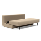 The Osvald Sofa Bed from Innovation Living with phobos mocha 587 upholstery showing the storage function.