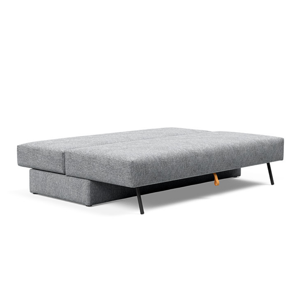 The Osvald Sofa Bed from Innovation Living with twist granite 565 upholstery setup as a bed.