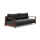 The Ran D.E.L Sofa Bed from Innovation Living with boucle charcoal 529 upholstery setup as a sofa.