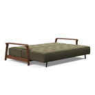 The Ran D.E.L Sofa Bed from Innovation Living with boucle forest green 535 upholstery setup as a bed.