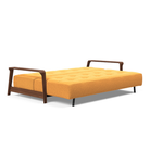 The Ran D.E.L Sofa Bed from Innovation Living with boucle ochre 536 upholstery setup as a bed.