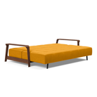 The Ran D.E.L Sofa Bed from Innovation Living with elegance burned curry 507 upholstery setup as a bed.