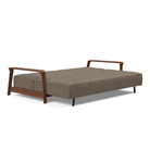 The Ran D.E.L Sofa Bed from Innovation Living with esina cedar brown 411 upholstery setup as a bed.