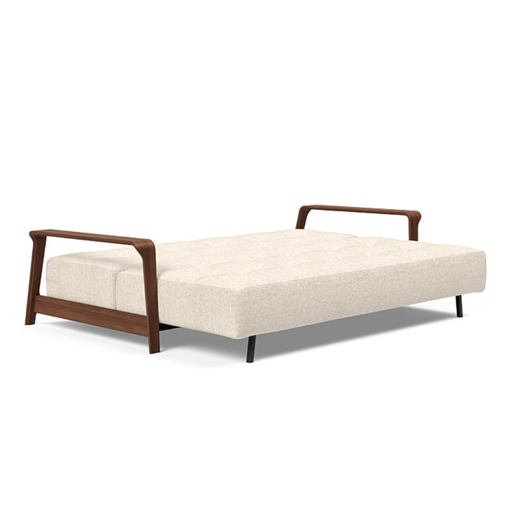 The Ran D.E.L Sofa Bed from Innovation Living with halifax shell 365 upholstery setup as a bed.