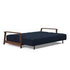 The Ran D.E.L Sofa Bed from Innovation Living with mixed dance blue 528 upholstery setup as a bed.