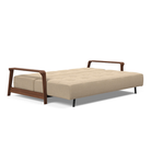 The Ran D.E.L Sofa Bed from Innovation Living with phobos mocha 587 upholstery setup as a bed.