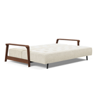 The Ran D.E.L Sofa Bed from Innovation Living with taura off white 357 upholstery setup as a bed.