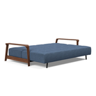 The Ran D.E.L Sofa Bed from Innovation Living with weda blue 302 upholstery setup as a bed.