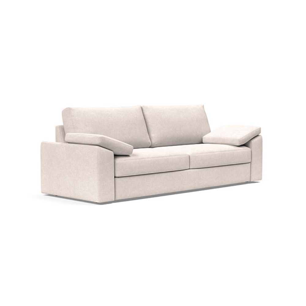 The Vilander Sleeper Sofa With Cushion Arms from Innovation Living with adario basmati 255 upholstery setup as a couch.
